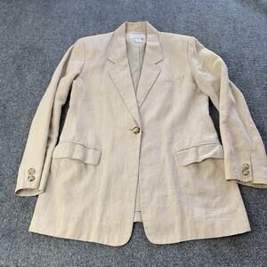 Casual Corner Blazer Womens 10 Beige 100% Linen Career Classic
